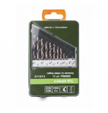 Набор сверл по металлу P6M5K5 13шт(d1.5-6.5 шаг 0.5 +3.2+4.8 мм) ДТ cobalt 5%