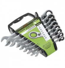 Набор ключей комб. трещоточных с переключателем 10 шт.(8,10,12,13,14,15,17,19,22,24мм)пластик.хол ДТ