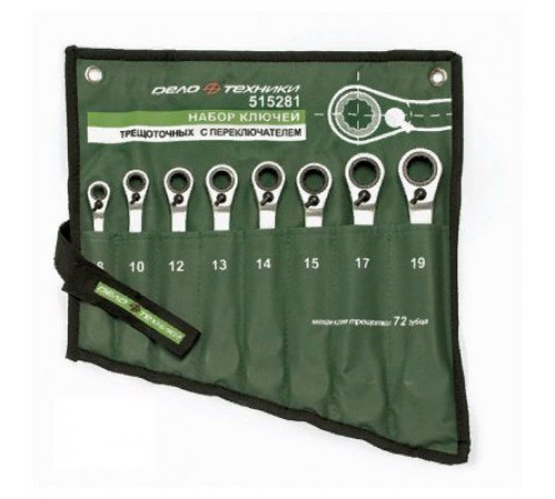 Набор ключей комб. трещоточных 10 шт. (8,10,12,13,14,15,17,19,22,24мм) тетрон.сумка ДТ