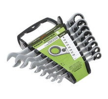 Набор ключей комб. трещоточных с переключателем 08 шт. (8,10,12,13,14,15,17,19мм) пластик. холдер ДТ