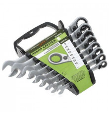 Набор ключей комб. трещоточных с переключателем 08 шт. (8,10,12,13,14,15,17,19мм) пластик. холдер ДТ