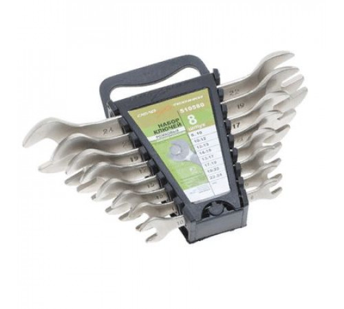 Набор ключей рожковых 08шт. (8х10,10х12,12х13,14х15,13х17,17х19,19х22,22х24) пластик. холдер ДТ