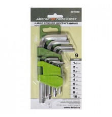Набор ключей шестигранных 09 шт. коротких (1.5,2,2.5,3,4,5,6,8,10мм) ДТ