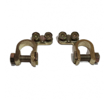 Клеммы АКБ латунь (под зажим провода прижимной планкой сбоку) к-т 2шт TOPAUTO