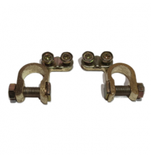 Клеммы АКБ латунь (под зажим провода прижимной планкой сбоку) к-т 2шт TOPAUTO