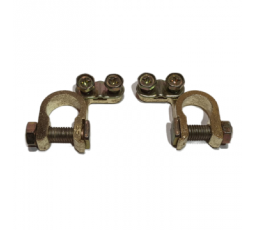 Клеммы АКБ латунь (под зажим провода прижимной планкой сбоку) к-т 2шт TOPAUTO