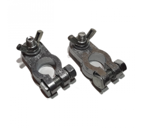 Клеммы АКБ быстросъемная цинк (под зажим провода с клеммой болтом М8 с барашком)к-т 2 шт TOPAUTO