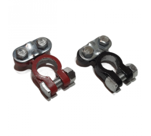 Клеммы АКБ быстросьемная красная+черная (под зажим провода прижимной планкой посередине) к-т 2 шт TO