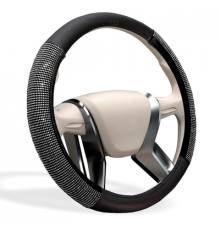 Оплетка на руль MONA LISA Galaxy экокожа со стразами, цвет серебро, размер M