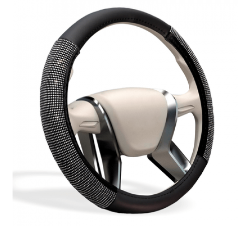 Оплетка на руль MONA LISA Galaxy экокожа со стразами, цвет серебро, размер M