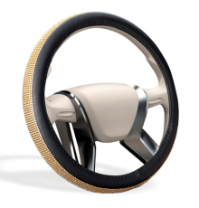Оплетка на руль MONA LISA Infinity экокожа со стразами,цвет золото, размер M