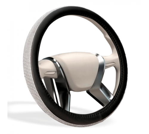 Оплетка на руль MONA LISA Infinity экокожа со стразами, цвет серебро, размер M