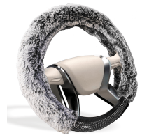 Оплетка на руль MONA LISA Loretta меховая со стразами,цвет черный, размер M