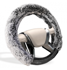 Оплетка на руль MONA LISA Loretta меховая со стразами,цвет черный, размер M