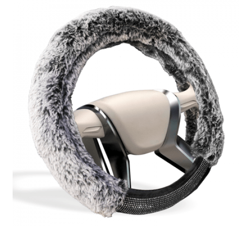 Оплетка на руль MONA LISA Loretta меховая со стразами,цвет черный, размер M