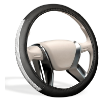 Оплетка на руль MONA LISA Sunshine экокожа со стразами,цвет серебро,размер M