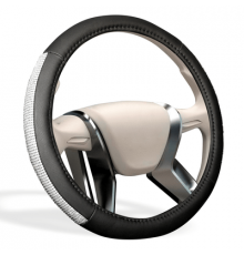 Оплетка на руль MONA LISA Sunshine экокожа со стразами,цвет серебро,размер M