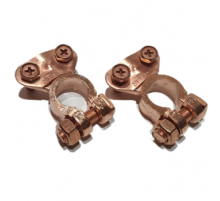 Клеммы АКБ медь (под зажим провода усиленной прижим. планкой посередине) к-т 2 шт TOPAUTO