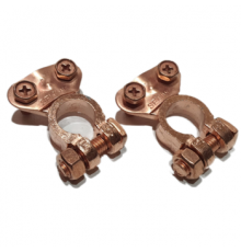 Клеммы АКБ медь (под зажим провода усиленной прижим. планкой посередине) к-т 2 шт TOPAUTO