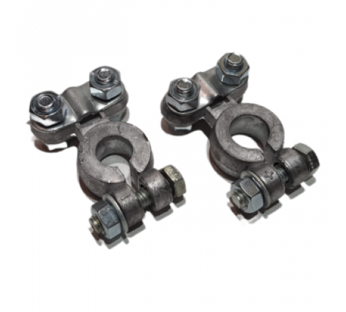 Клеммы АКБ свинец Стандарт - Япония (под зажим провода прижимной планкой посередине) к-т 2 шт TOPAUT