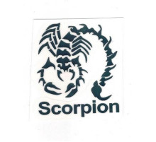 Наклейка металл Скорпион с надписью(серебро)