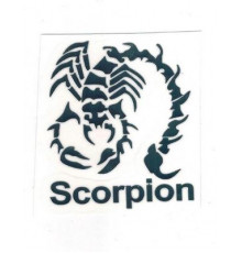 Наклейка металл Скорпион с надписью(серебро)