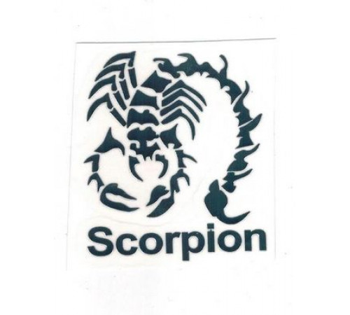 Наклейка металл Скорпион с надписью(серебро)