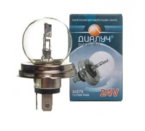 Лампа R2 12V 75/70W P45t Диалуч круглая колба ЛЧ188