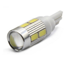 Светодиод W5W 12V 10SMD W2.1x9.5d (белый с линзой)  ДИАЛУЧ ЛДД003-10-W