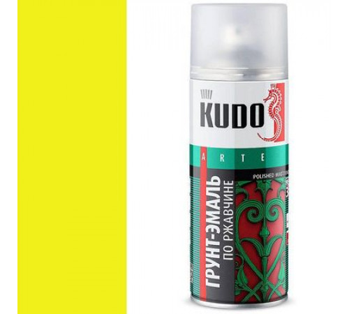 Грунт-эмаль по ржавчине желтая RAL 1018 KUDO аэрозоль 520мл.