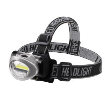 Фонарь налобный поворот.3 Вт 100%, 50%, пульсирующий белый, 3хААА, СОВ + зеркальный рассеиватель REX