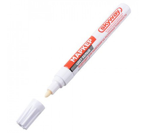 Маркер  SKYWAY универсальный с наконечником из фетра, цвет белый