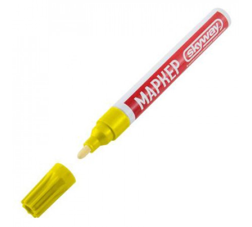 Маркер  SKYWAY универсальный с наконечником из фетра, цвет желтый