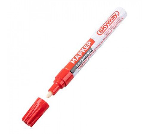 Маркер  SKYWAY универсальный с наконечником из фетра, цвет красный