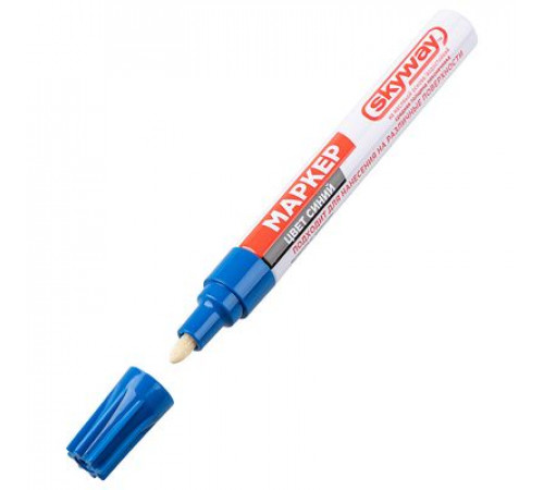 Маркер  SKYWAY универсальный с наконечником из фетра, цвет синий