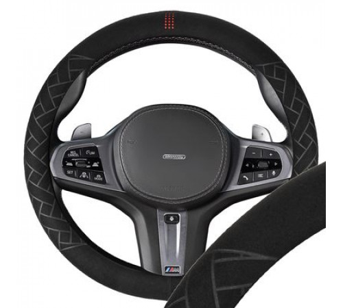 Оплетка искусственная замша M (37-39 см) SKYWAY Design Hit-5 Черная/красная