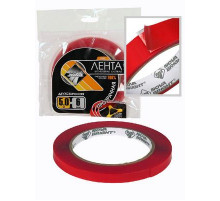 Скотч двусторонний Nova Bright  6мм х 5м красный+прозрачный(акрил основа)