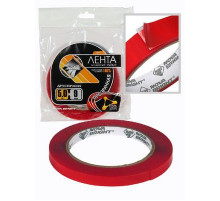 Скотч двусторонний Nova Bright  9мм х 5м красный+прозрачный(акрил основа)