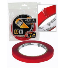 Скотч двусторонний Nova Bright  9мм х 5м красный+прозрачный(акрил основа)