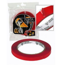 Скотч двусторонний Nova Bright 12мм х 5м красный+прозрачный(акрил основа)