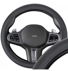 Оплетка натуральная кожа M (37-39 см) SKYWAY Design Real-9 Черная