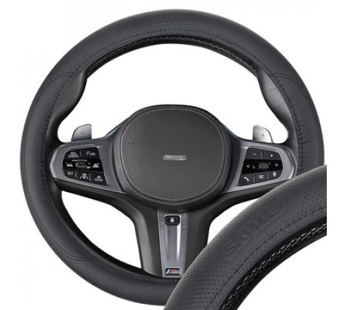 Оплетка натуральная кожа M (37-39 см) SKYWAY Design Real-9 Черная