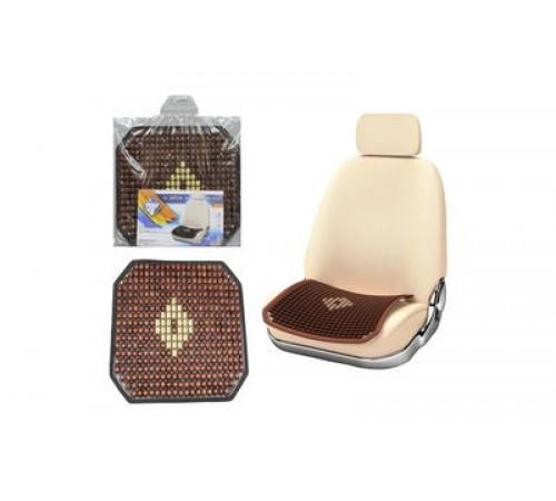 Накидка - коврик на сиденье Nova Bright дер. массажная коричневая с рисунком,противоск.(42х42 см)