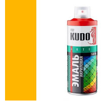 Краска универсальная акриловая ярко-жёлтая полуматовая satin RAL 1023 KUDO аэрозоль 520мл.