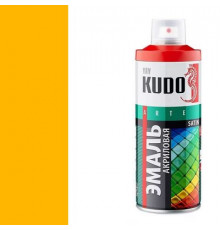 Краска универсальная акриловая ярко-жёлтая полуматовая satin RAL 1023 KUDO аэрозоль 520мл.