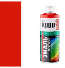 Краска универсальная акриловая алая полуматовая satin RAL 3020 KUDO аэрозоль 520мл.