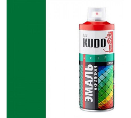 Краска универсальная акриловая зеленая полуматовая satin RAL 6029 KUDO аэрозоль 520мл.