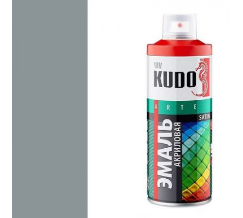 Краска универсальная акриловая серая полуматовая satin RAL 7001 KUDO аэрозоль 520мл.