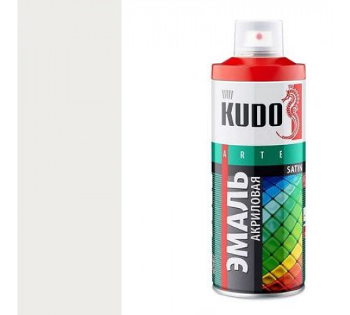 Краска универсальная акриловая белая полуматовая satin RAL 9003 KUDO аэрозоль 520мл.