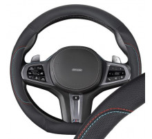 Оплетка  экокожа/искусственная замша M (37-39 см) D-тип SKYWAY Design Drift-8 черная, красная/голуба